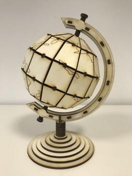 Earth globe with axis and rotating bracket in segment technology 